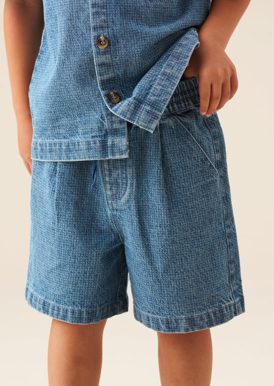Boys Jacquard Denim Shorts | Angel & Rocket