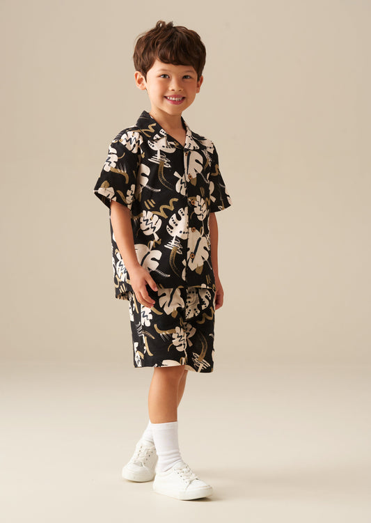 Boys Leaf Print Textured Shirt | Angel & Rocket