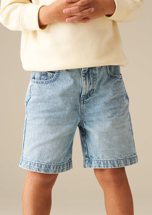 Boys Long Line Classic Denim Shorts | Angel & Rocket