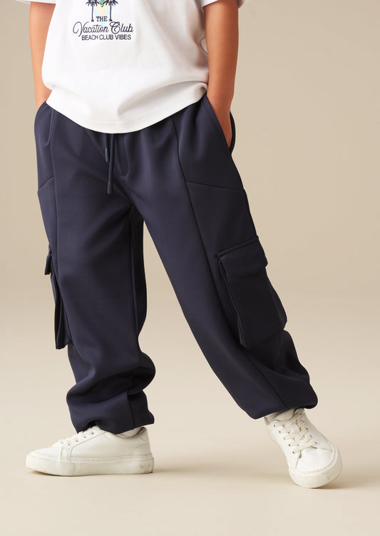 Boys Navy Panelled Joggers | Angel & Rocket