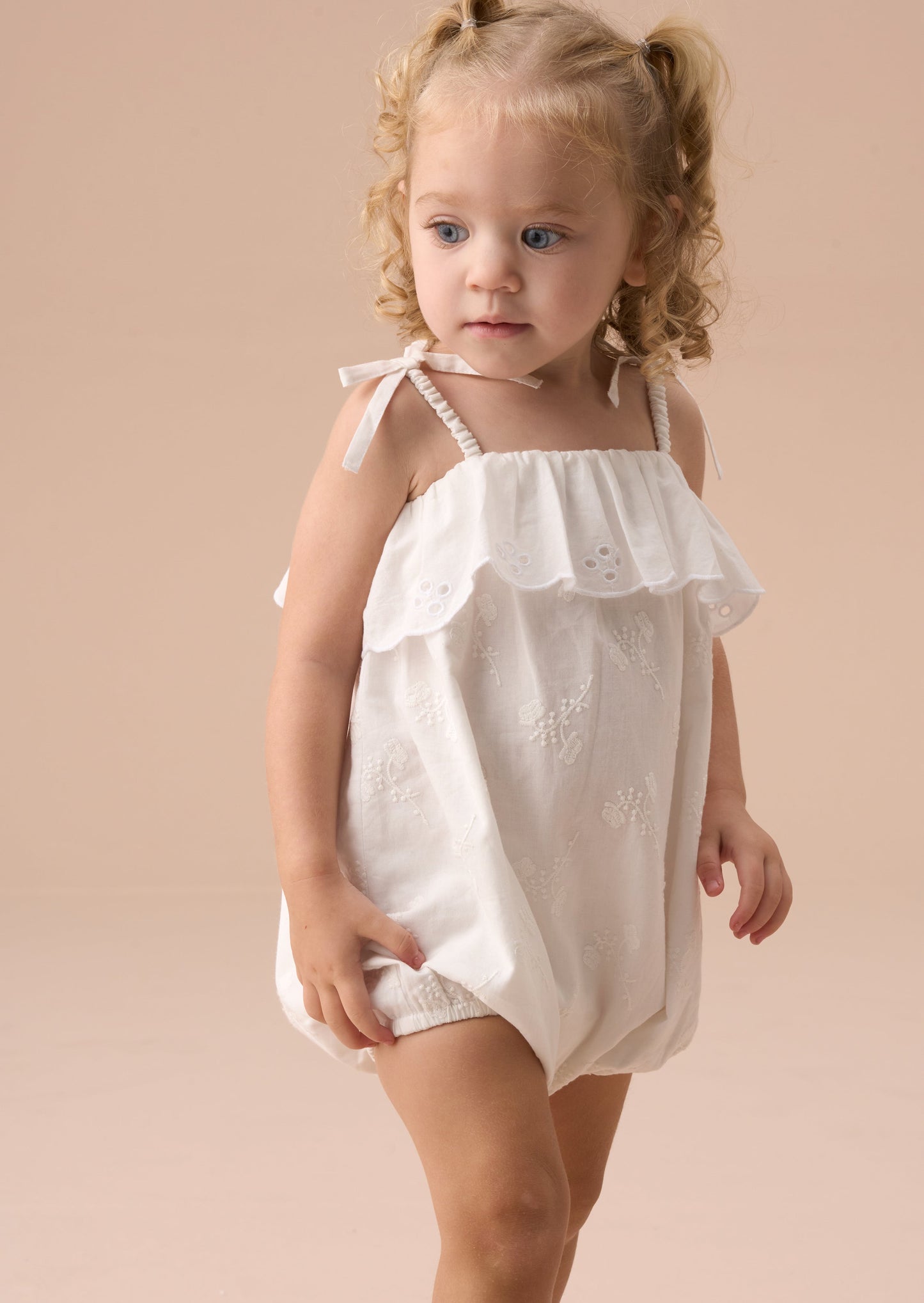 Baby Girl Embroidered Summer Romper | Angel & Rocket