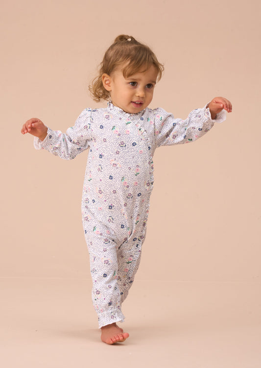 Baby Girl Blue Spot Floral Babygrow & Headband Set | Angel & Rocket