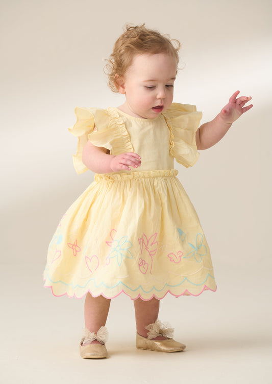 Baby Girl Yellow Summer Dress With Matching Bloomers | Angel & Rocket