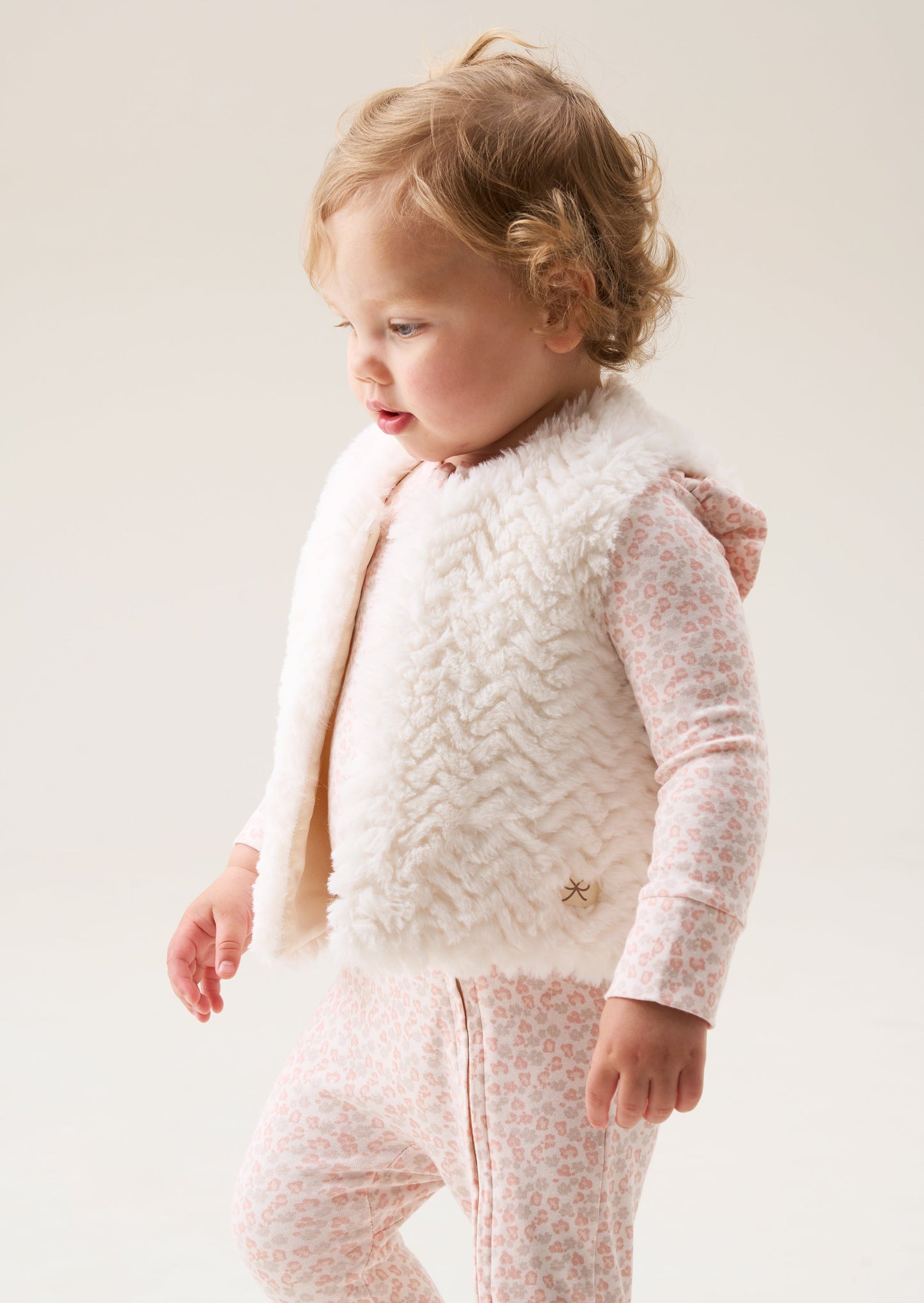 Baby Girls Cream Faux Fur Gilet | Angel & Rocket