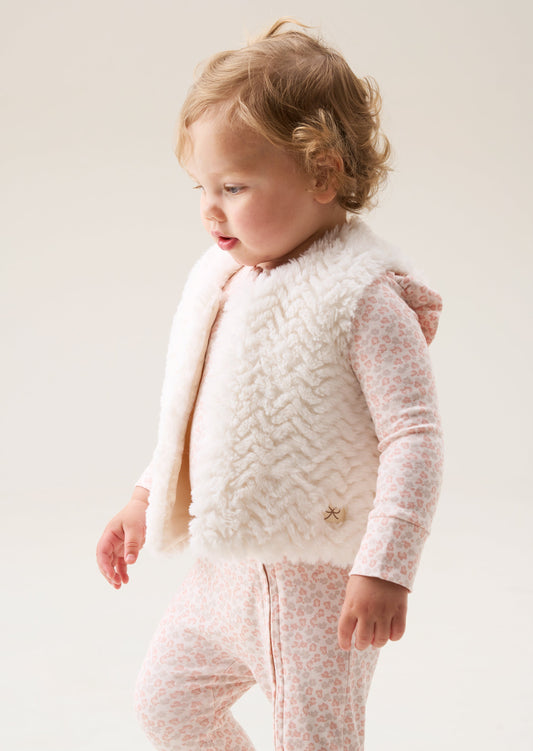 Baby Girls Cream Faux Fur Gilet | Angel & Rocket