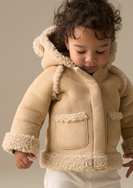 Girls Cream Shearling Jacket | Angel & Rocket
