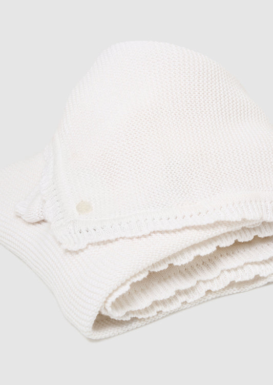 Cream Knitted Baby Blanket | Angel & Rocket