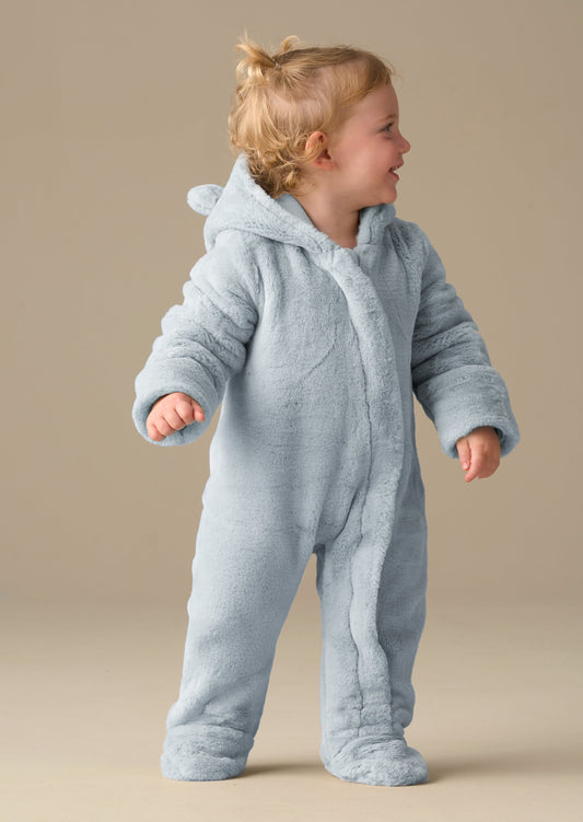 Baby Faux Fur Blue Pramsuit | Angel & Rocket