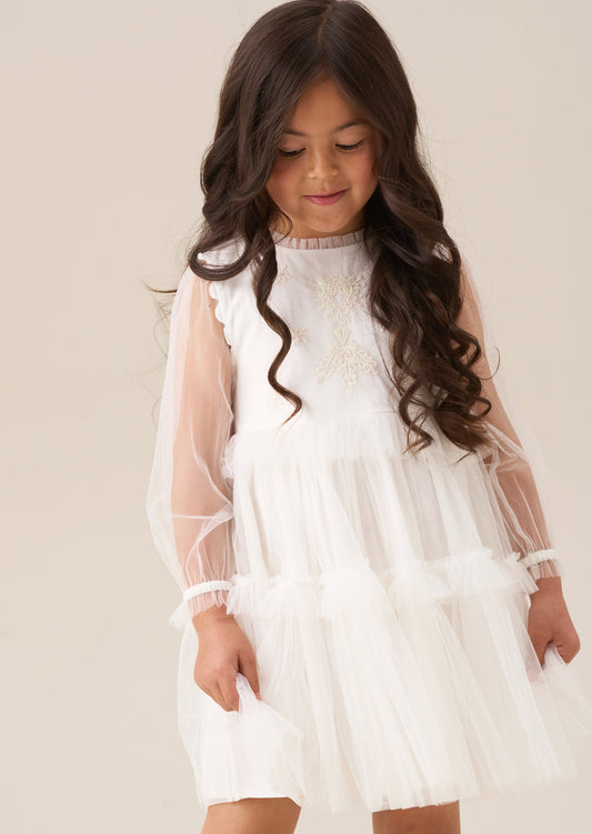 Girls Ivory Embroidered Boho Occasion Dress | Angel & Rocket