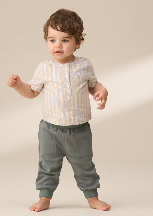 Baby Boy Stone Shirt & Trouser Set | Angel & Rocket
