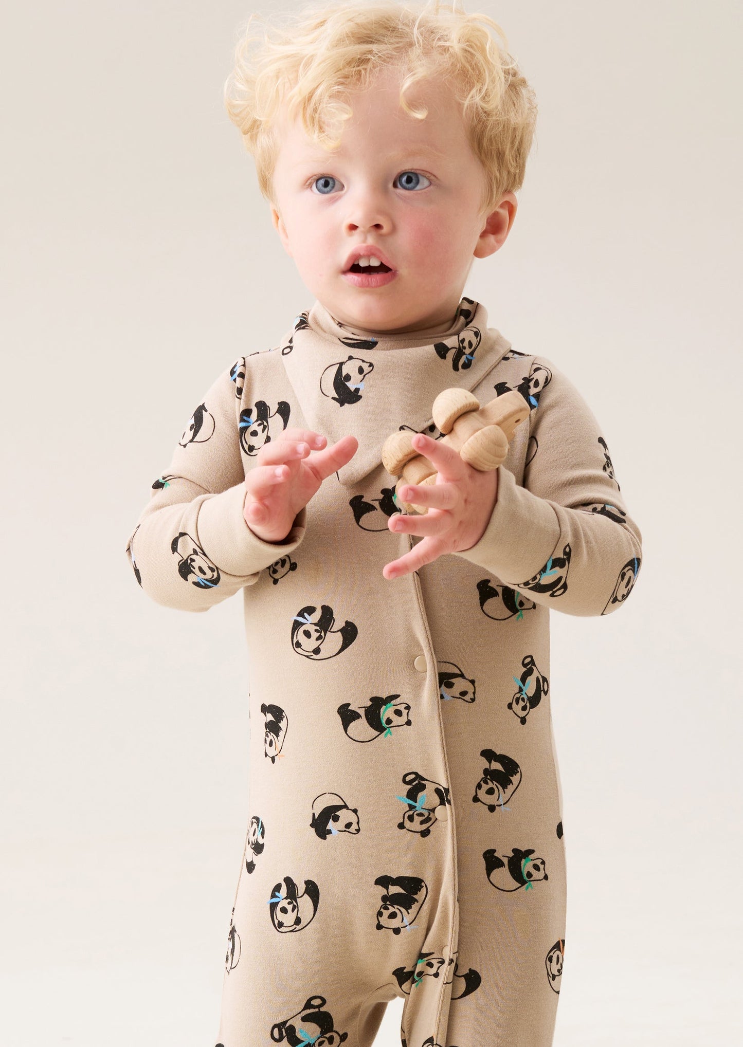 Baby Boys Panda Print Zip-Up Sleepsuit | Angel & Rocket
