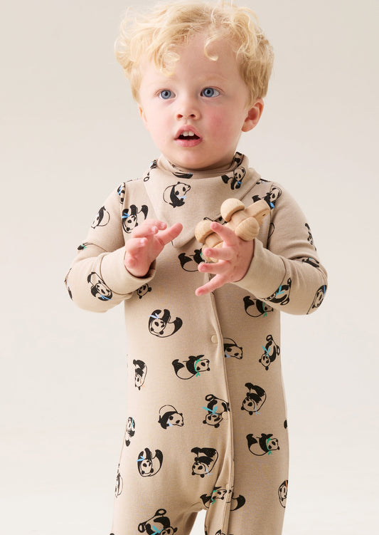 Baby Boys Panda Print Zip-Up Sleepsuit | Angel & Rocket