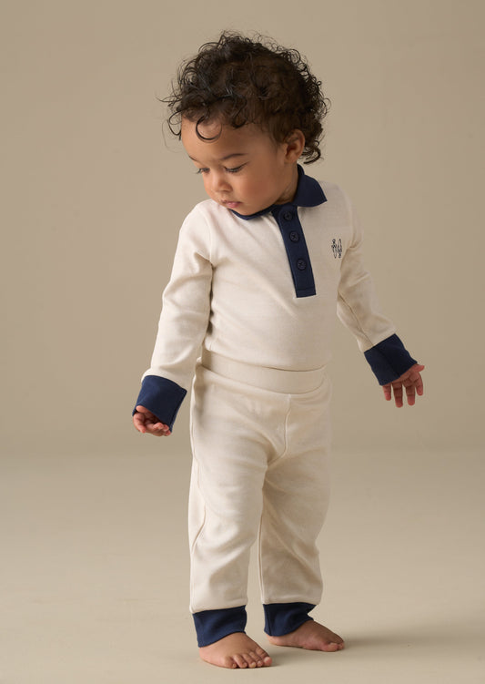 Baby Boys Stone Herringbone Bodysuit & Legging Set | Angel & Rocket