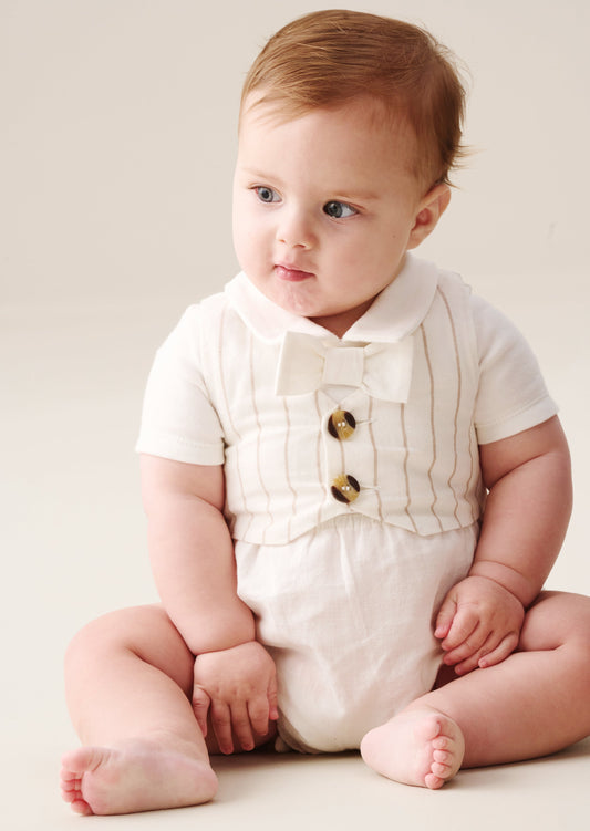 Baby Boys Smart Striped Occasion Romper | Angel & Rocket