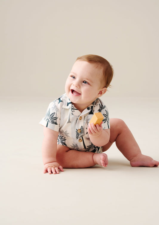 Baby Boys Palm Print Summer Romper | Angel & Rocket