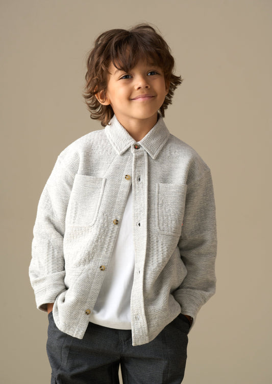 Boys Grey Quilted Knit Overshirt | Angel & Rocket