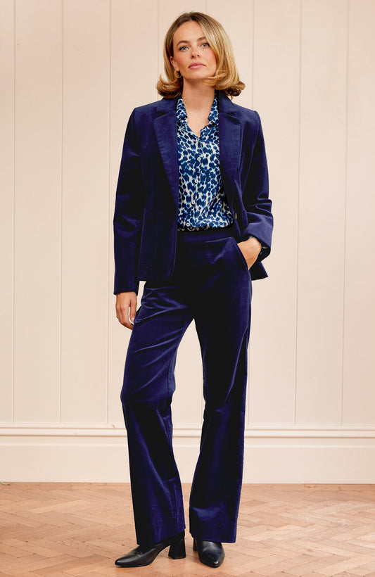 Aspiga Ladies Gaia Stretch Corduroy Cotton Blazer Atlantic Blue Co-ord Set
