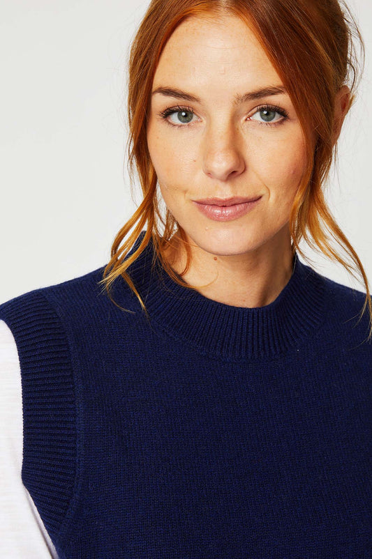 Aspiga Ladies Sustainable Merino Wool Short Knitted Navy Tank