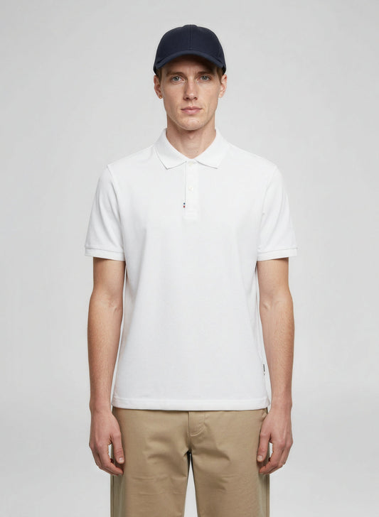 Polo blanc en coton biologique - Fabriqué en France