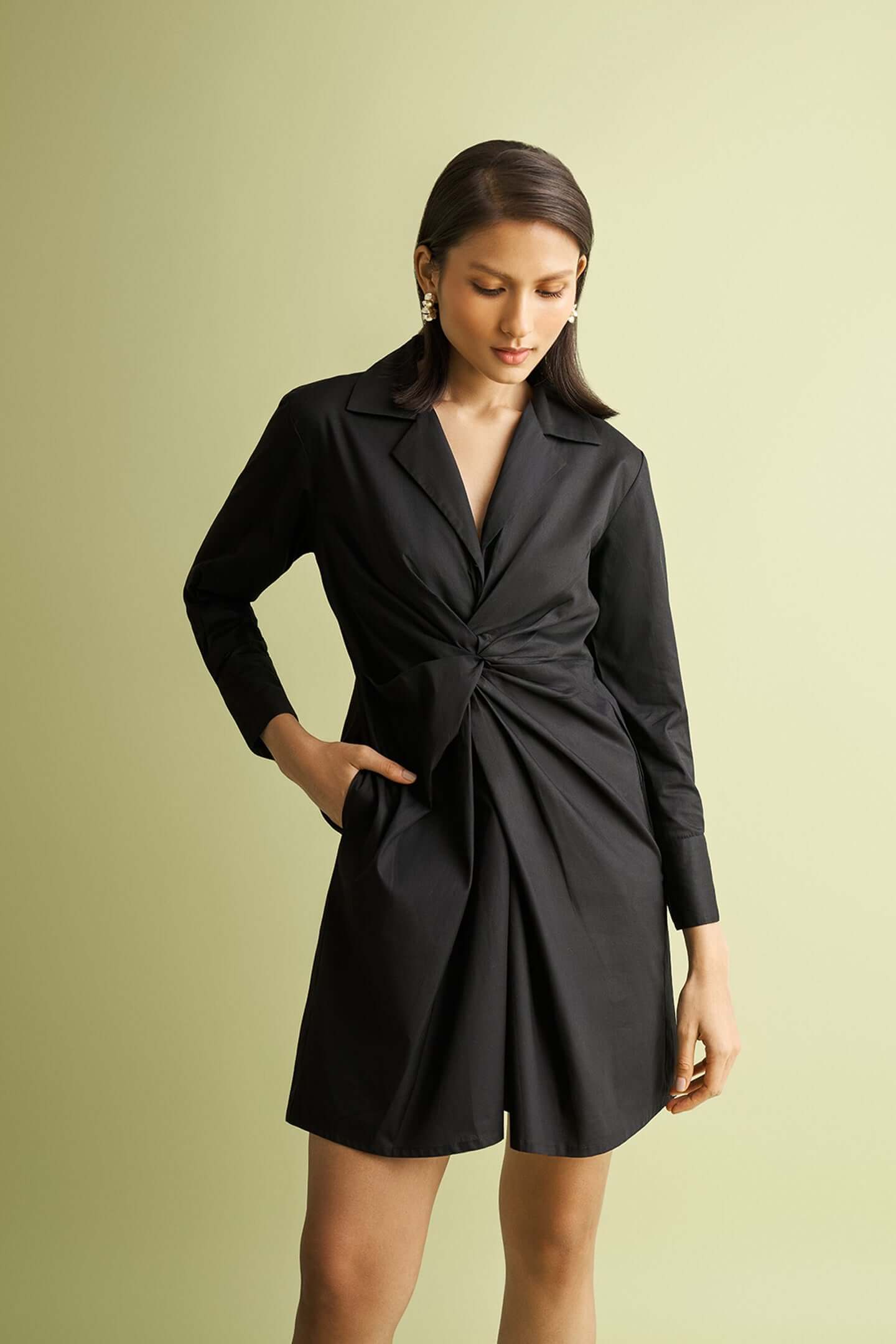 Front Twist Dress in Black