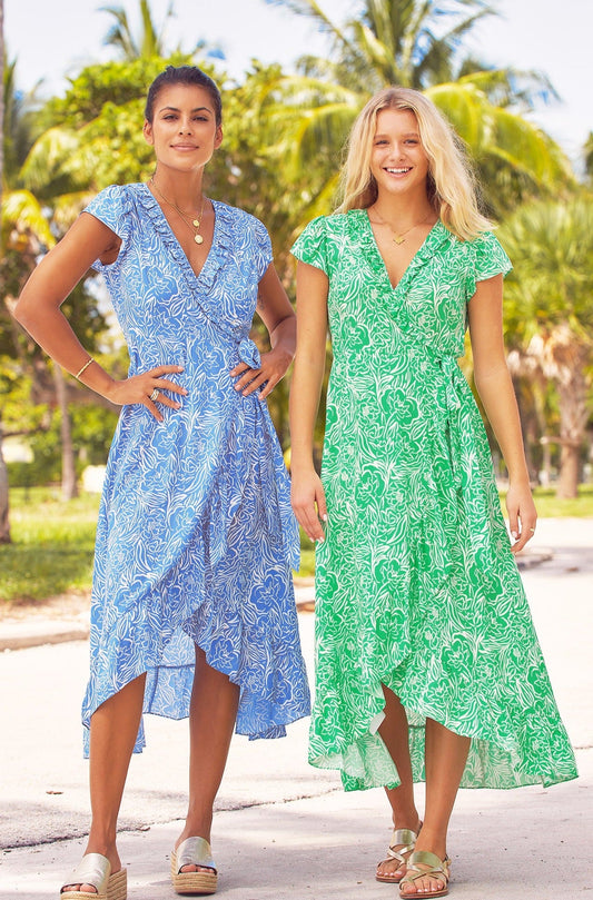 Aspiga Ladies Sustainable Demi Ecovero Wrap Dress Green White