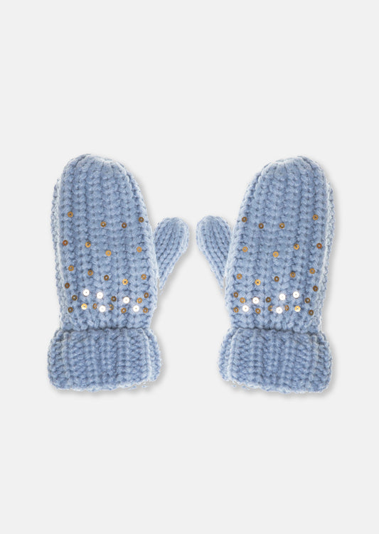 Rockahula Shimmer Sequin Knitted Mittens Blue 3-6 Years