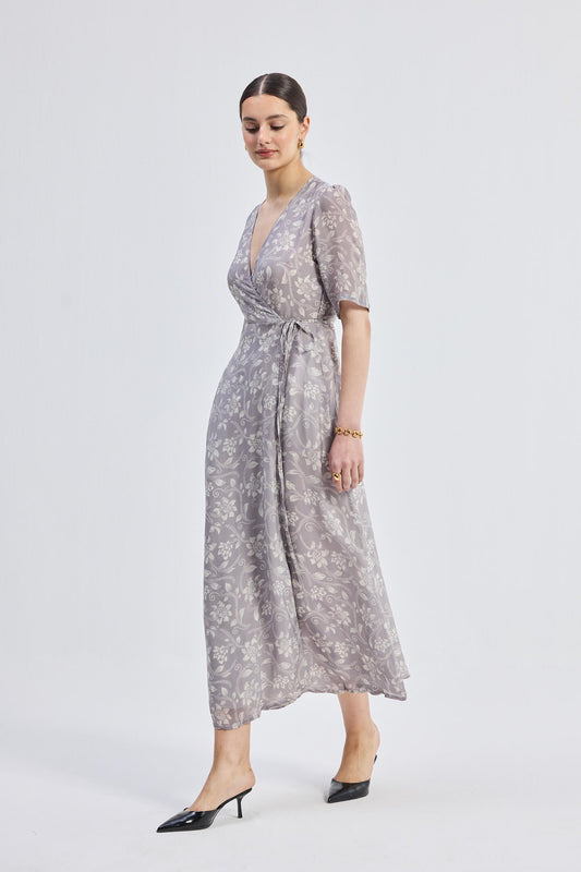 Maxi Wrap Floral dress in Vintage Vines