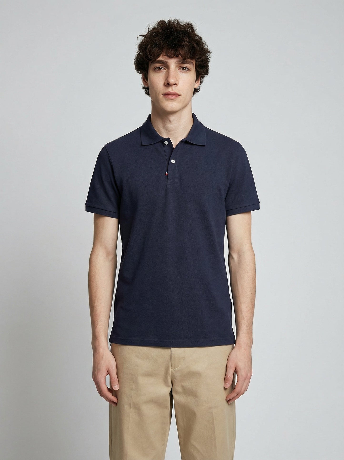 Polo en coton biologique bleu marine - Fabriqué en France