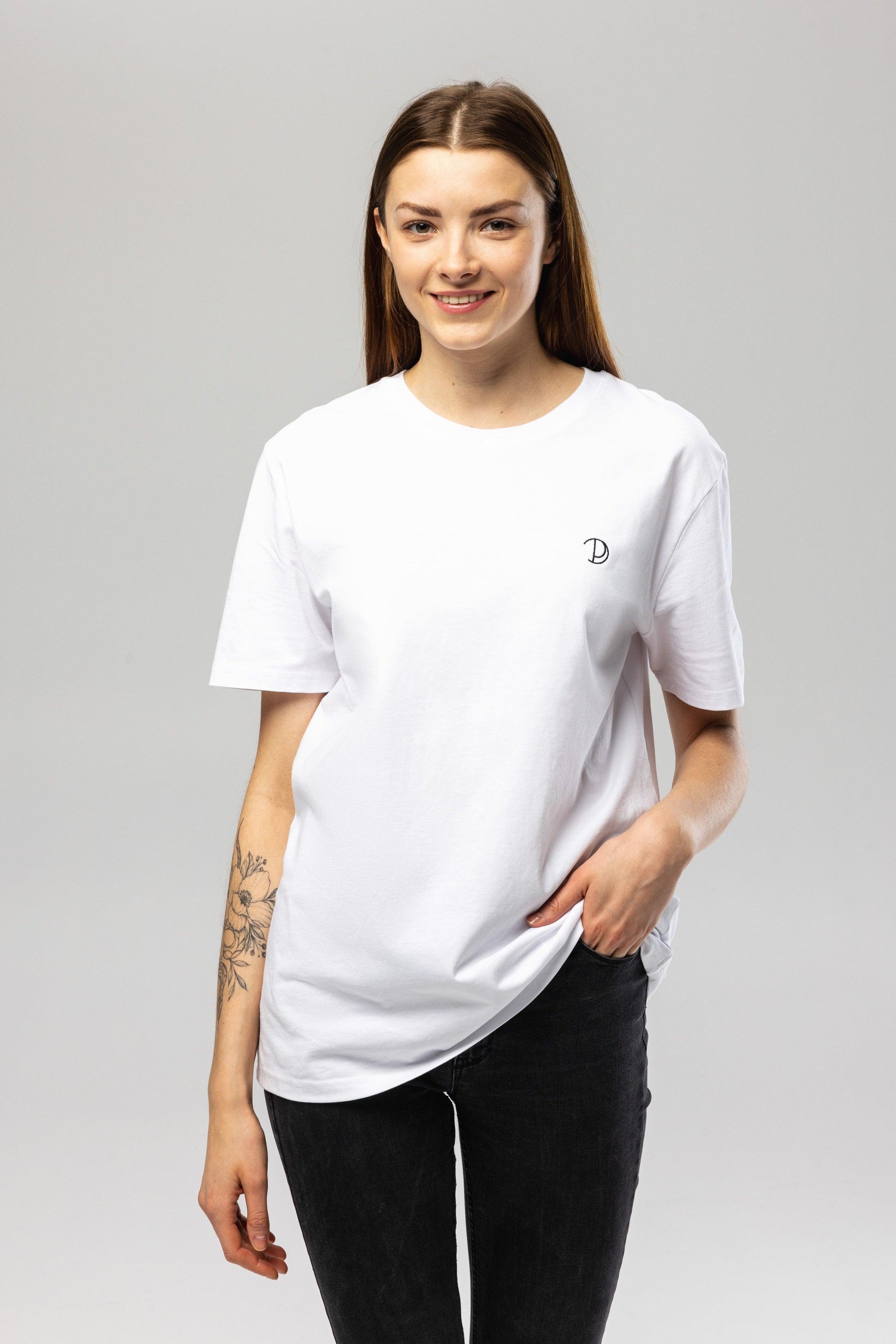 Chest Logo White Organic Cotton T-Shirt – Unisex