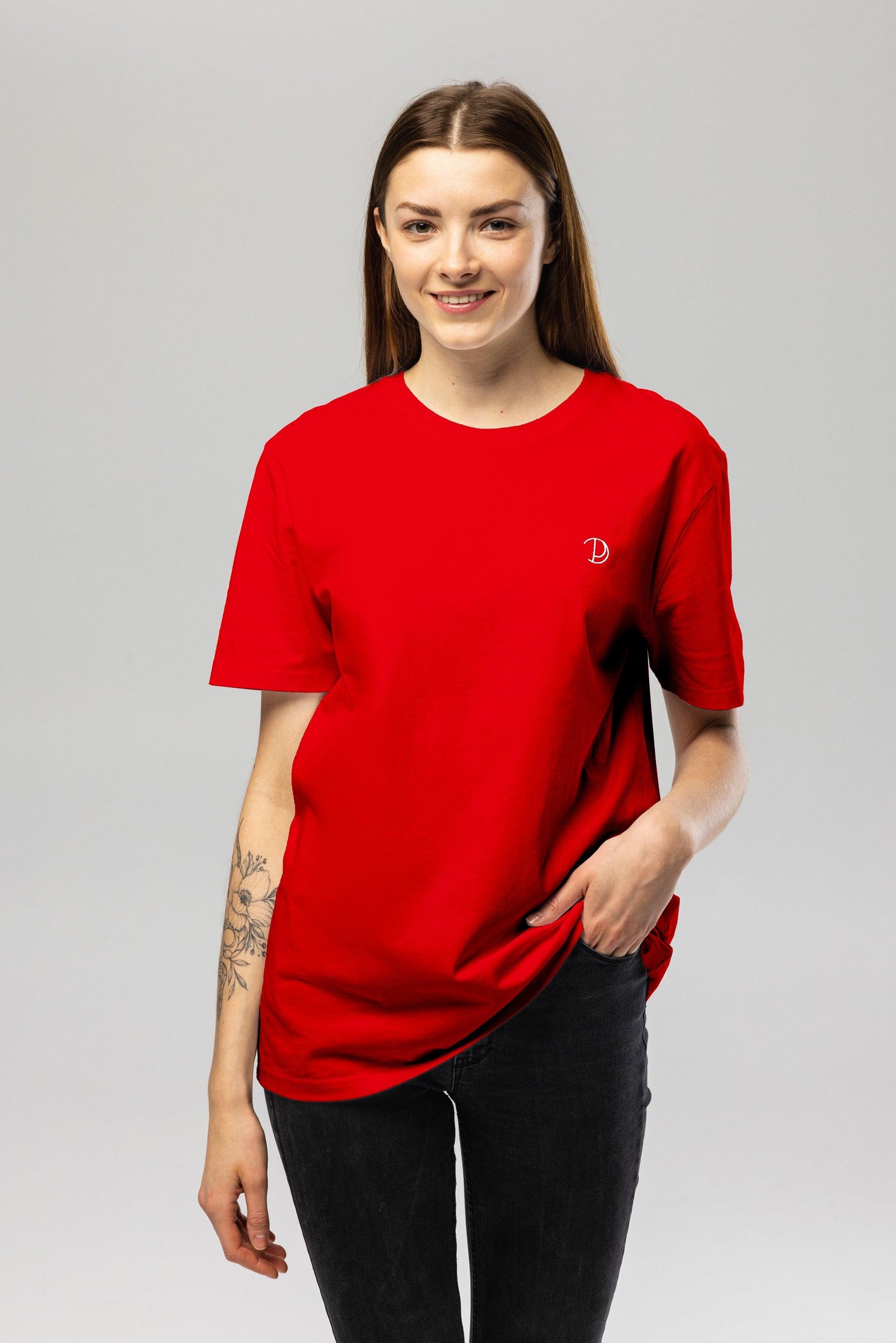 Chest Logo Red Organic Cotton T-Shirt – Unisex