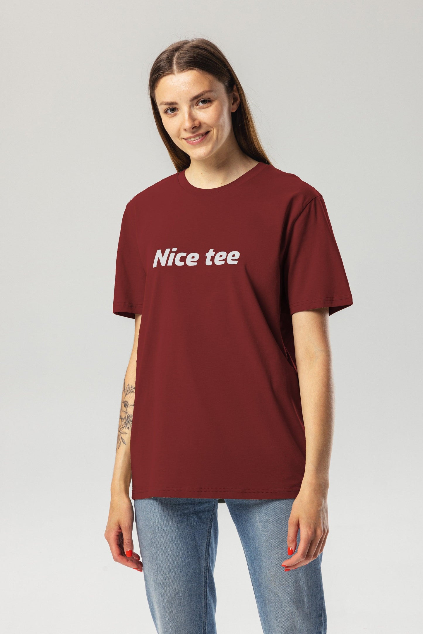 Nice Tee Burgundy Organic Cotton T-Shirt – Unisex