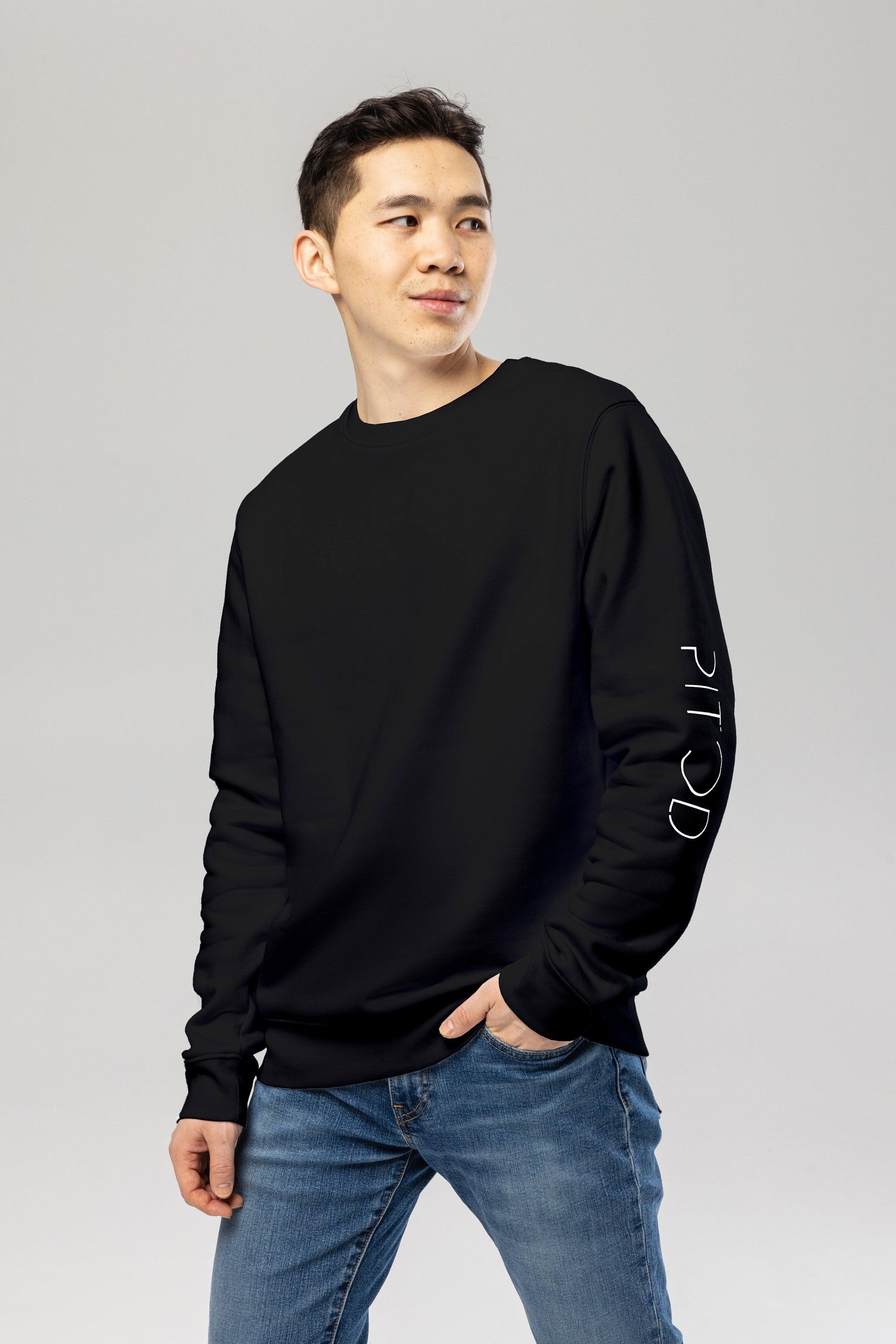 Pitod Sleeve Black Organic Cotton Sweatshirt – Unisex