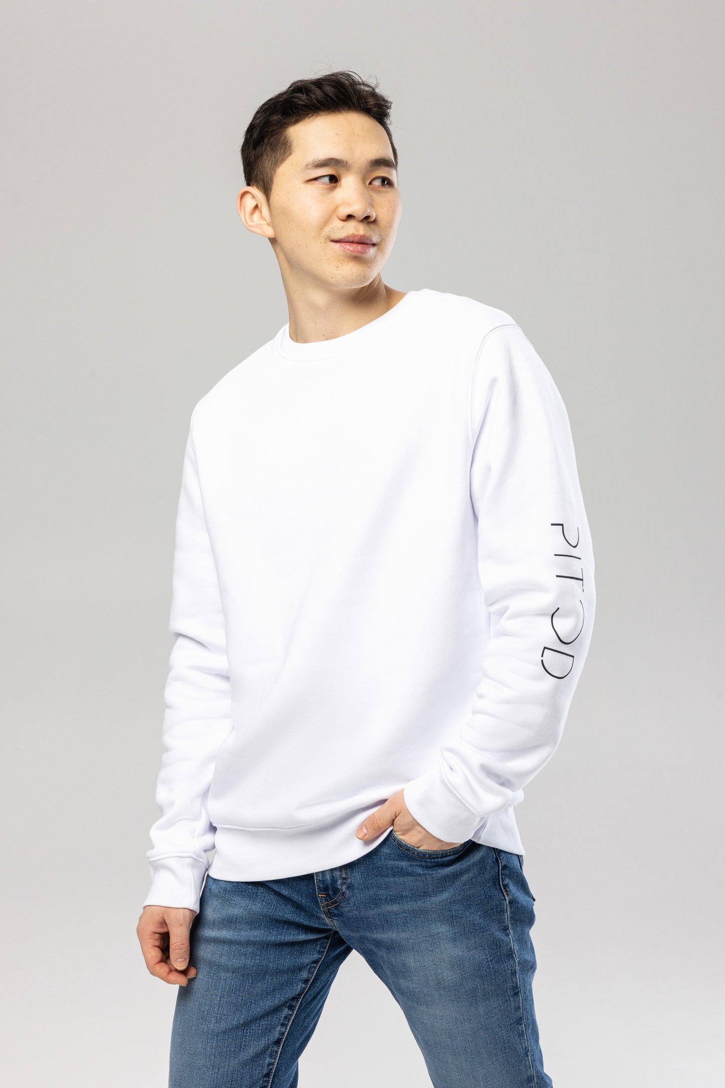 Pitod Sleeve White Organic Cotton Sweatshirt – Unisex