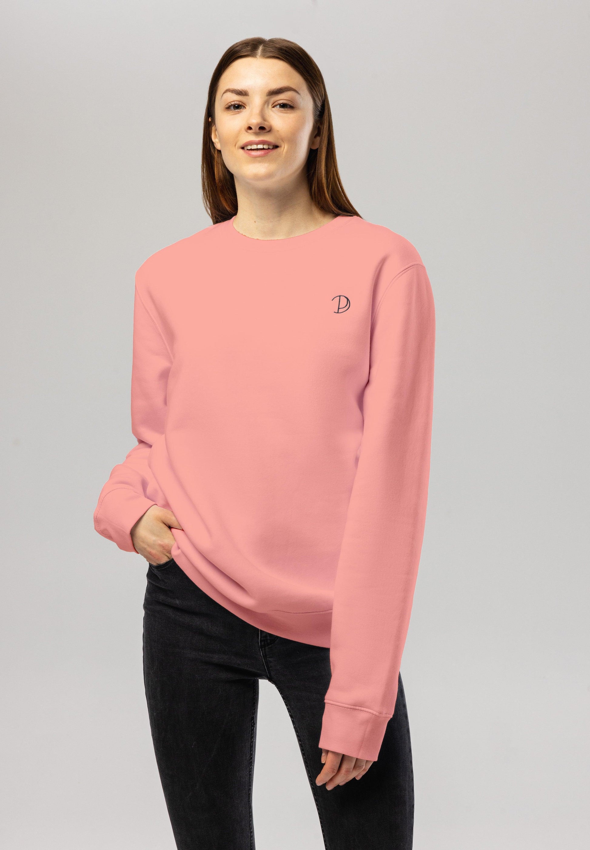 Embroidered Logo Canyon Pink Organic Cotton Sweatshirt – Unisex
