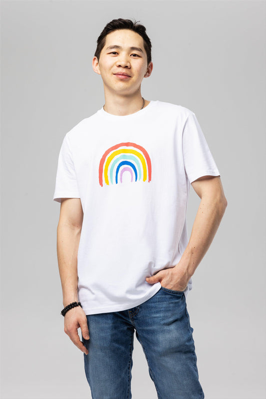 Rainbow White Organic Cotton T-Shirt – Unisex