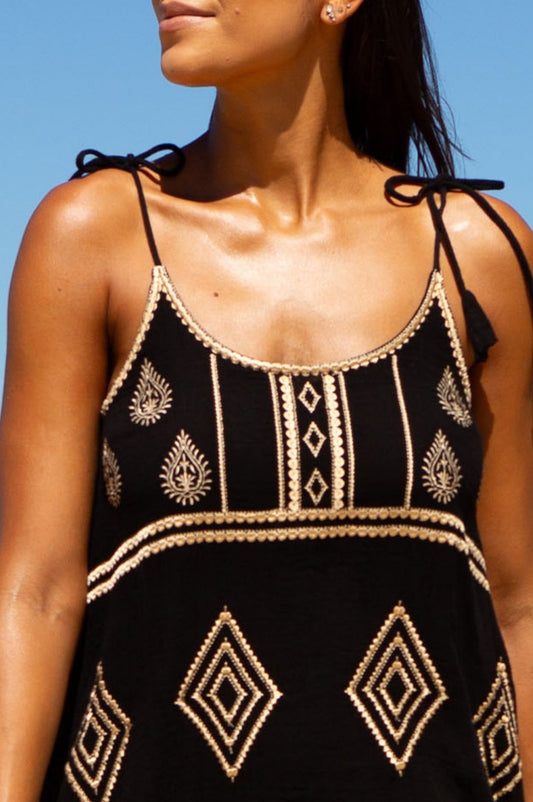 Aspiga Ladies Sustainable Imogen Dress Black Gold