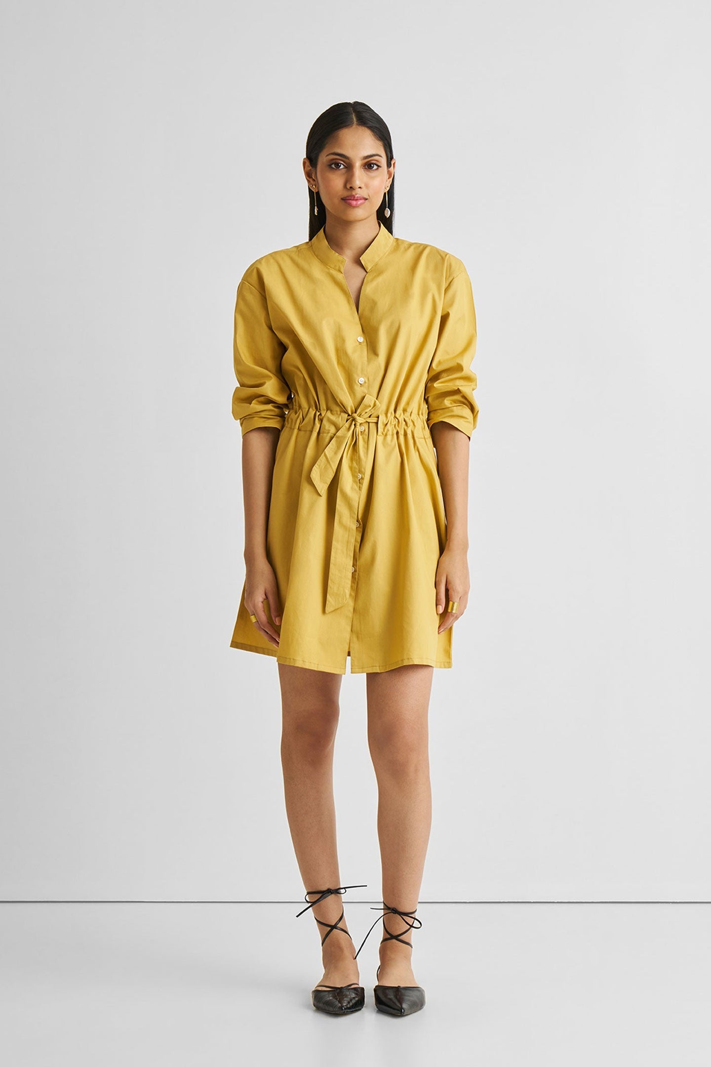 Short Tie Waist Dress in Tuscan Sun