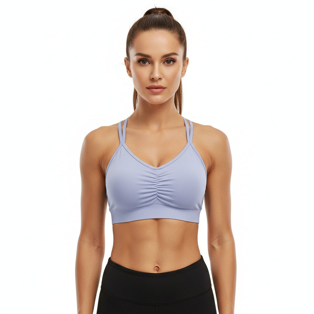 Sports Ruched V Neck Bra