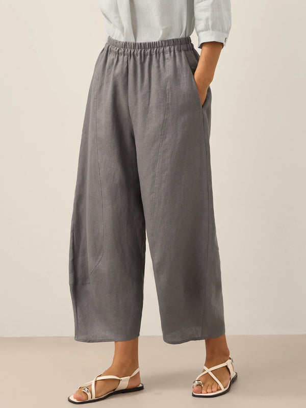 100% Linen Classic Ankle Pants ZOE - Neutral Grey