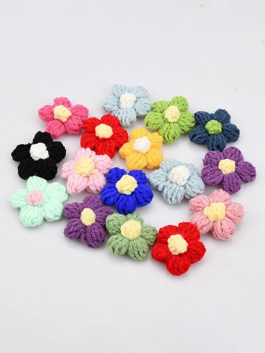 Hand-Knitted Yarn Flowers - Pink / One Size