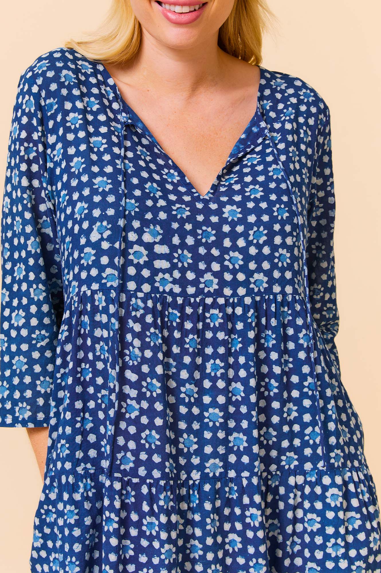 Aspiga Ladies Sustainable Emma Organic Cotton Midi Dress Summer Holiday Navy