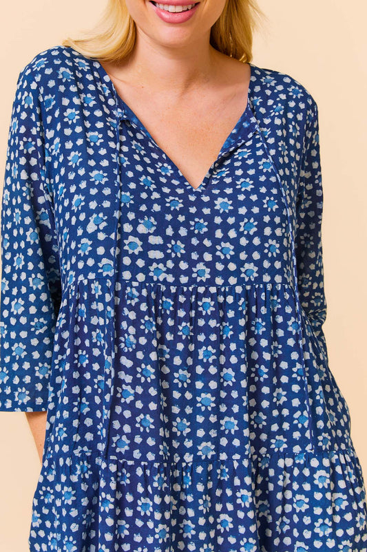Aspiga Ladies Sustainable Emma Organic Cotton Midi Dress Summer Holiday Navy