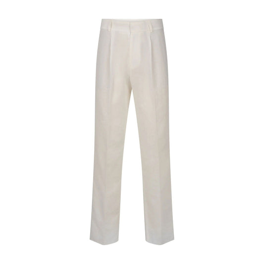 Pantalon plissé en lin blanc