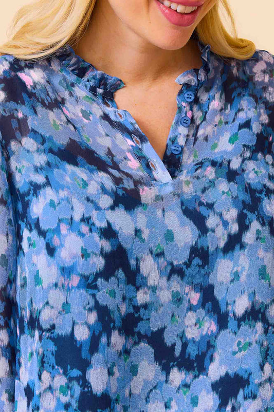 Aspiga Ladies Sustainable Noelle Viscose Blouse Hazy Floral Blue Pink