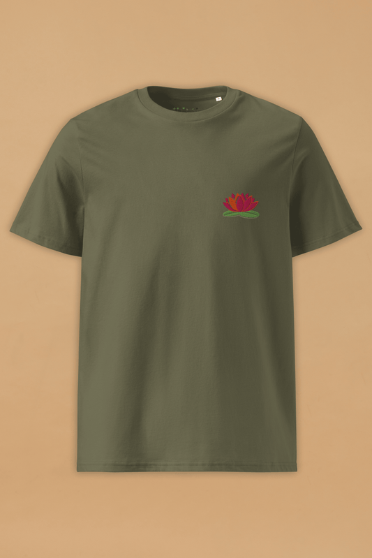 Water Lily Khaki Organic Cotton T-Shirt – Unisex